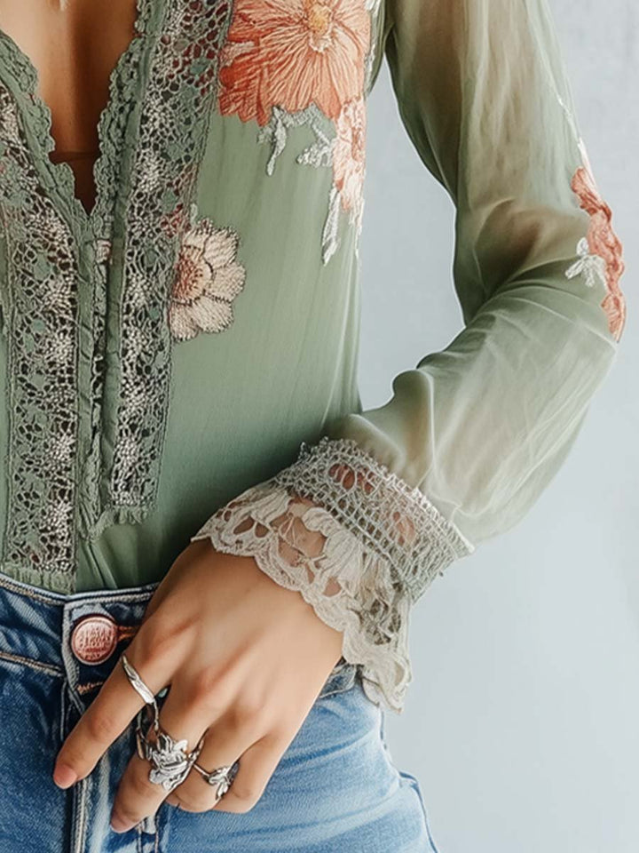Clarissa | Bohemian Floral Lace Blouse