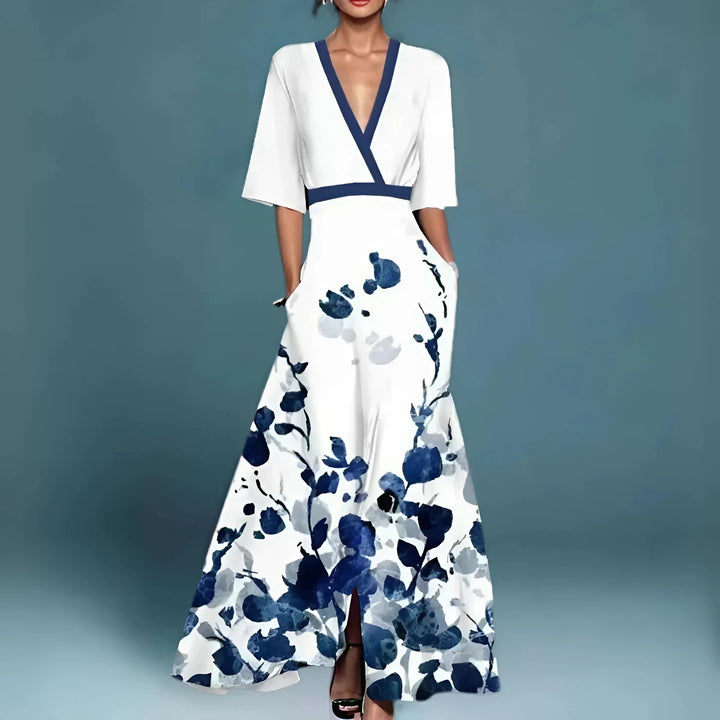 Fyna | Deep V-Neck Evening Gown